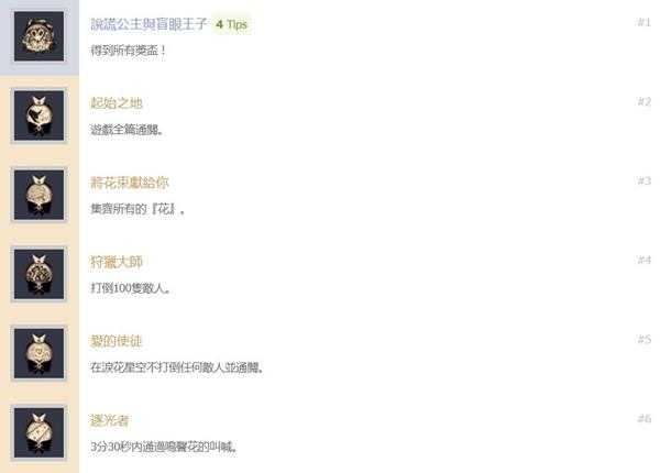 《说谎公主与失明王子》中文奖杯列表一览 白金奖杯怎么拿