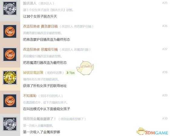 《少女射击2》中文奖杯列表一览