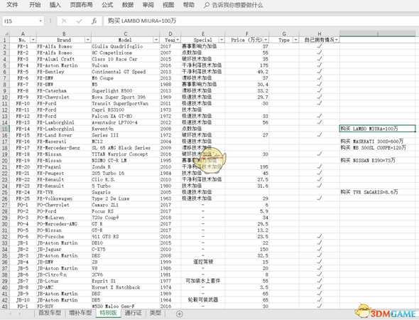 《极限竞速：地平线4》全车辆信息一览