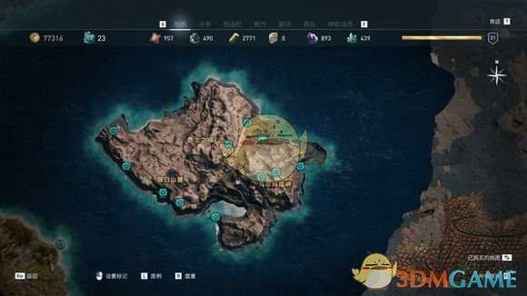 《刺客信条：奥德赛》奥钢石碑传奇宝箱位置分享