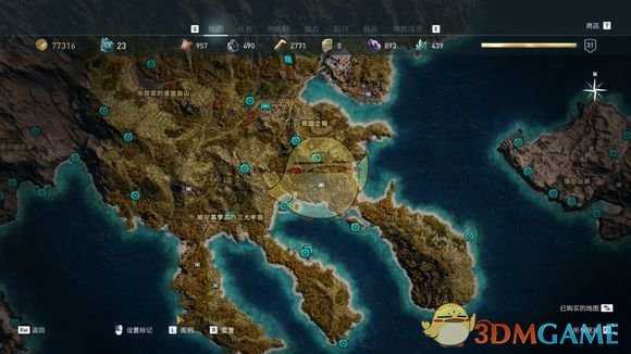 《刺客信条：奥德赛》奥钢石碑传奇宝箱位置分享