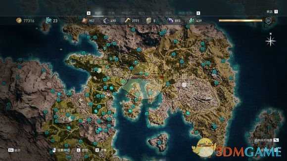 《刺客信条：奥德赛》奥钢石碑传奇宝箱位置分享