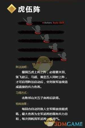 《吞食孔明传》虎伍阵详解 虎伍阵怎么学