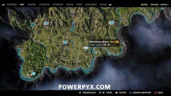 《孤岛惊魂：新曙光》残暴野牛狩猎位置指南