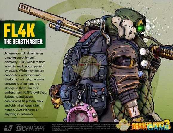 《无主之地3》驯兽师FL4K角色设定图一览