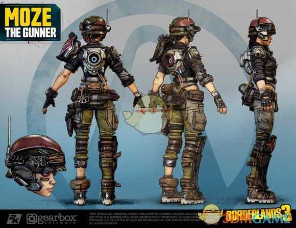 《无主之地3》枪手Moze角色设定图一览