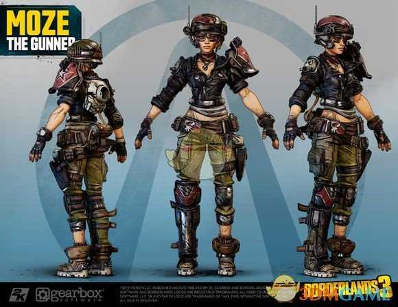 《无主之地3》枪手Moze角色设定图一览