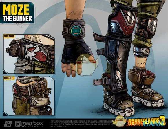 《无主之地3》枪手Moze角色设定图一览