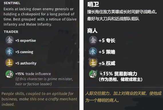 《全面战争：三国》金属性商人先天属性一览