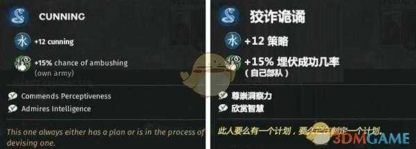 《全面战争：三国》狡诈诡谲特性效果一览