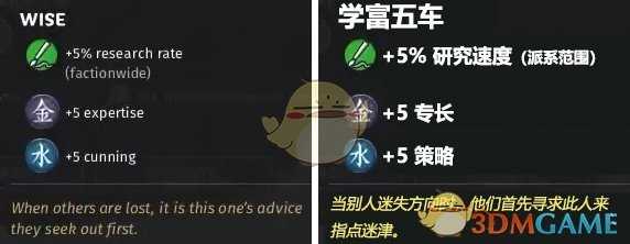 《全面战争：三国》学富五车特性效果一览