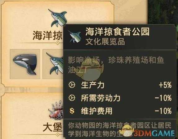 《纪元1800》海洋掠食者公园属性介绍