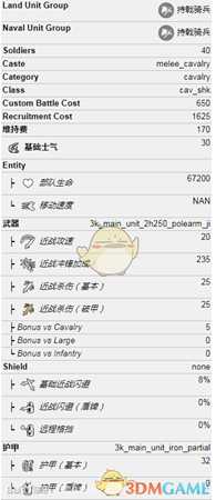 《全面战争：三国》枪骑兵属性一览