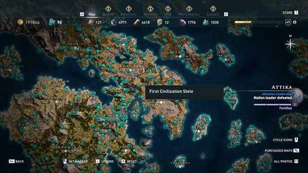 《刺客信条：奥德赛》全区域22处技能点分布一览