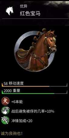 《全面战争：三国》全宝马属性一览