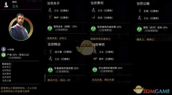 《全面战争：三国》工头属性介绍