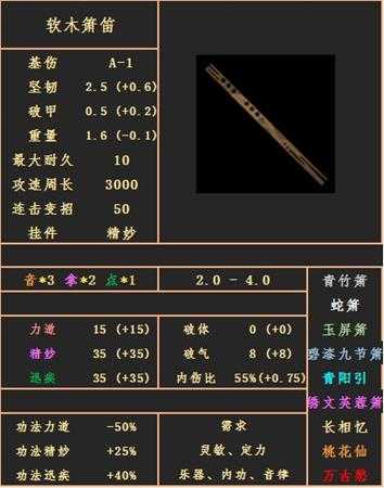 《太吾绘卷》软木箫笛属性图鉴分享