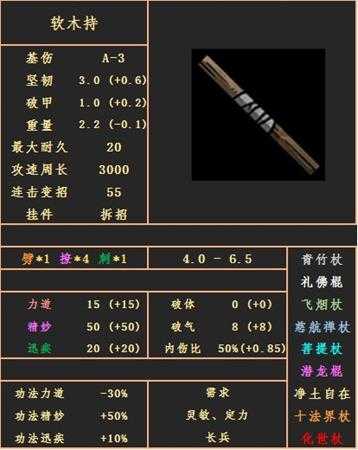 《太吾绘卷》软木持武器属性图鉴分享