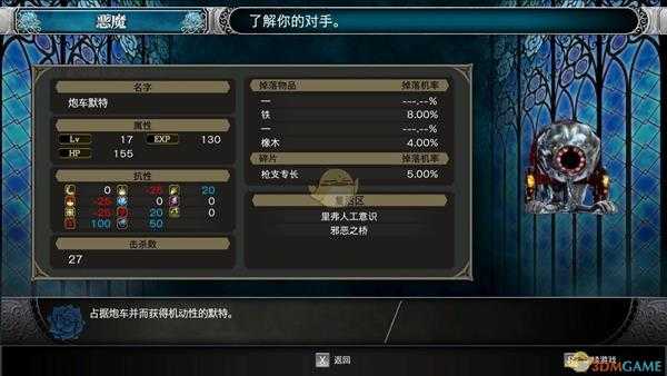 《赤痕：夜之仪式》炮车默特怪物属性分享