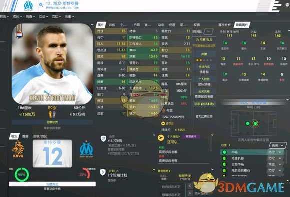 《足球经理2020》凯文斯特罗曼属性介绍一览