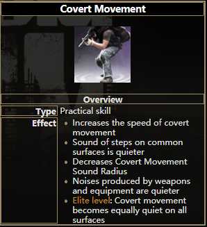 《逃离塔科夫》隐蔽移动技能属性一览