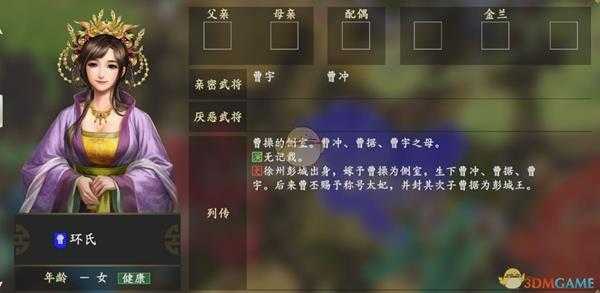 《三国志14》环氏人物关系一览