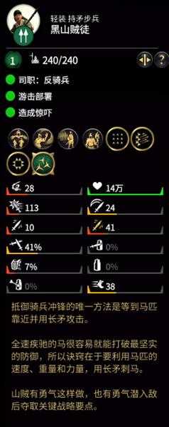 《全面战争：三国》黑山贼徒属性分析