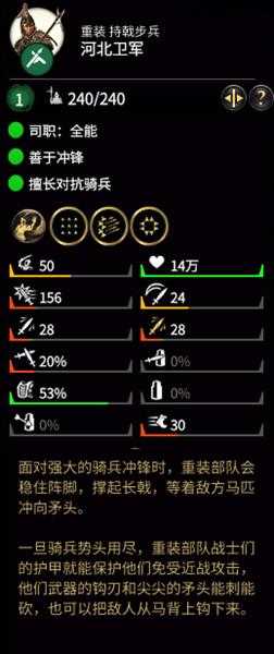 《全面战争：三国》河北卫军属性分析