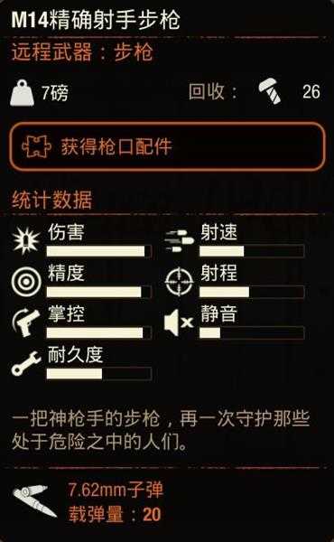 《腐烂国度2》M14精确射手步枪属性分享