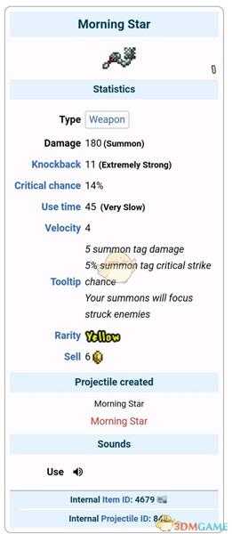 《泰拉瑞亚》Morning Star属性及获得方法分享