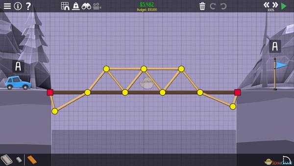 《桥梁建筑师2》松林山峰十米简桥攻略