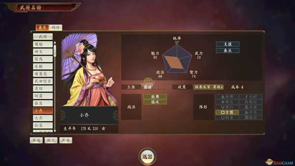 《三国志14》小乔武将点评