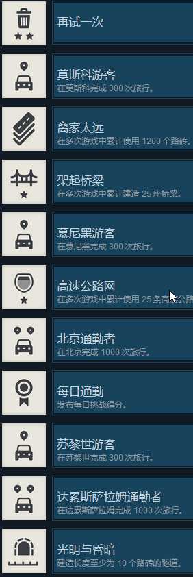 《迷你高速公路》全成就一览
