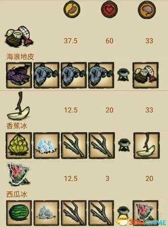 饥荒海滩各实用性食谱属性接材料一览