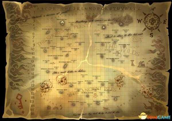 盗贼之海各岛屿与相应地图坐标