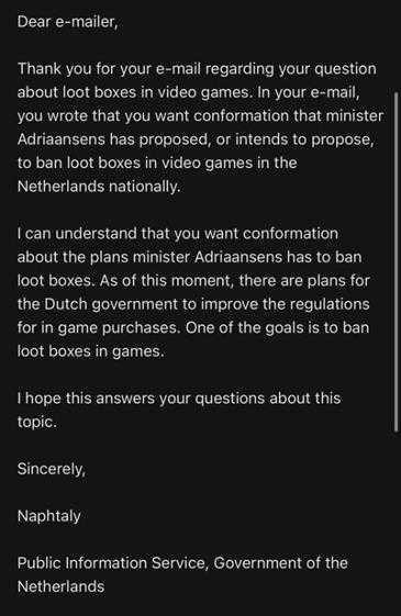 官方确认：荷兰将彻底封禁游戏内开箱！