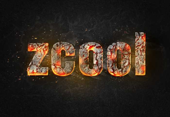 photoshop利用纹理及图层样式设计制作火焰熔岩字