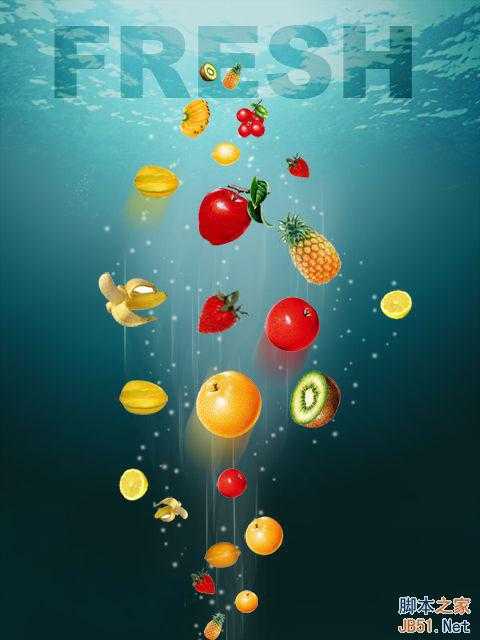 PS合成教程:PS合成正在下沉的水果图片