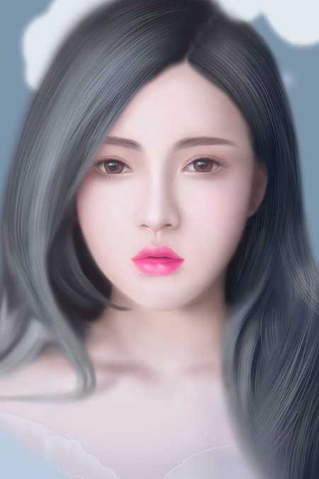 PS鼠绘教程:临摹漂亮长发女生头像照片