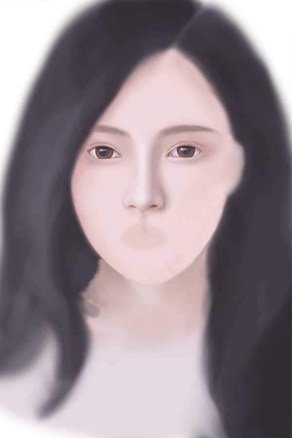 PS鼠绘教程:临摹漂亮长发女生头像照片