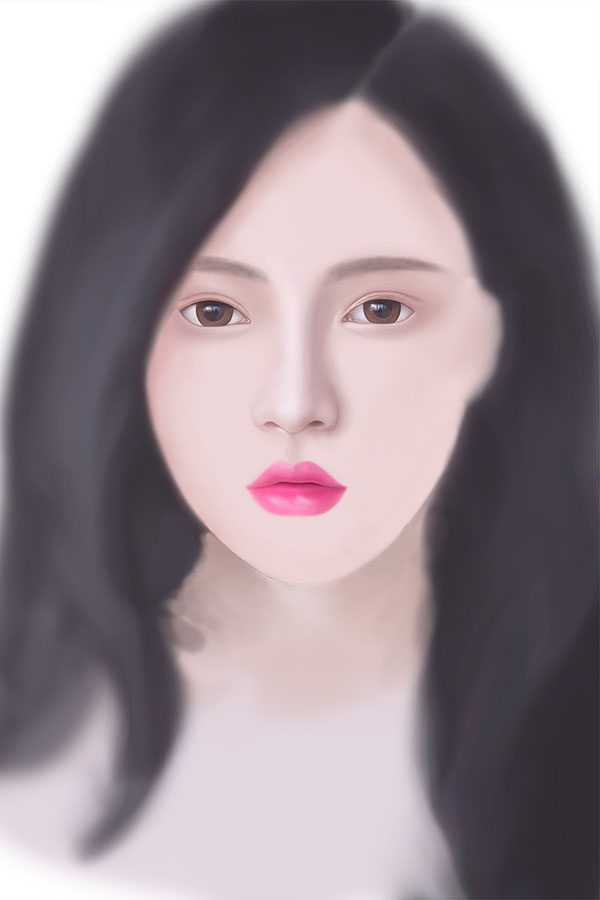 PS鼠绘教程:临摹漂亮长发女生头像照片