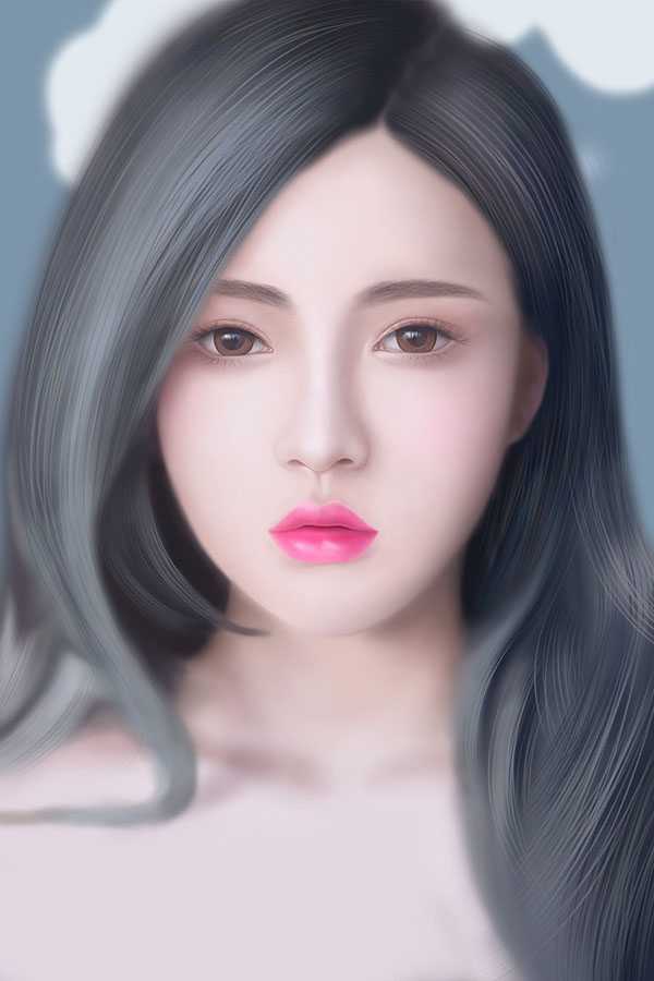 PS鼠绘教程:临摹漂亮长发女生头像照片